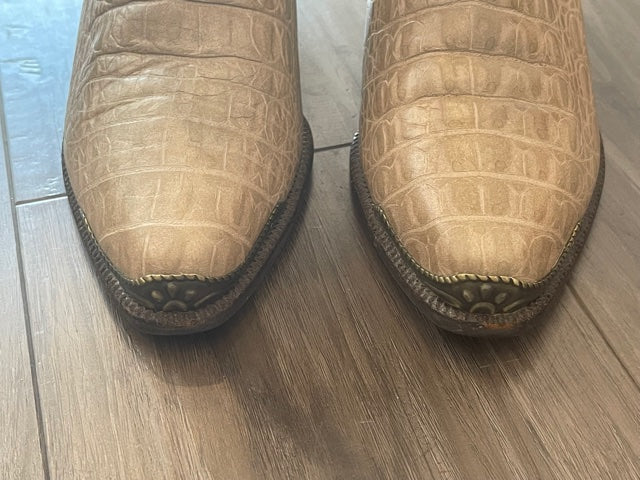 Vintage Exotic Beige Textured Cowboy Boots