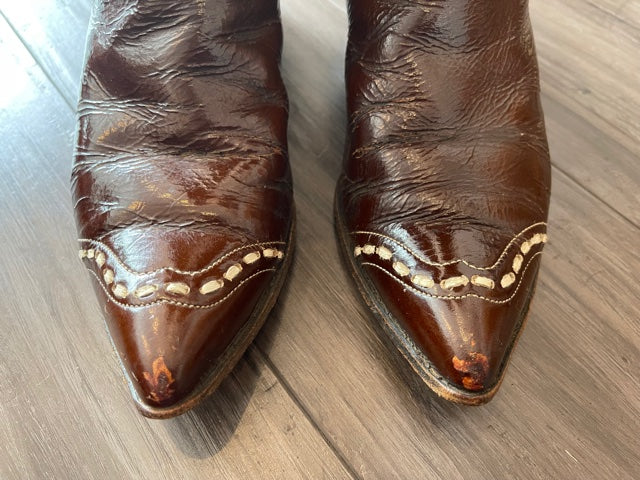 Brown Patent Leather Cowboy Boots