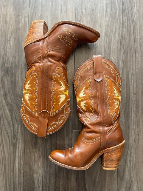 Gold Butterfly Cowboy Boots
