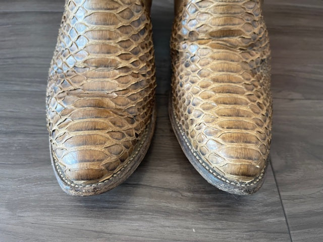 Taupe Exotic Python Cowboy Boots