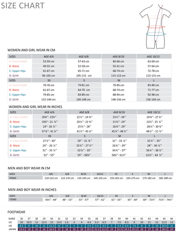 Sizing Chart - Dancewear Boutique