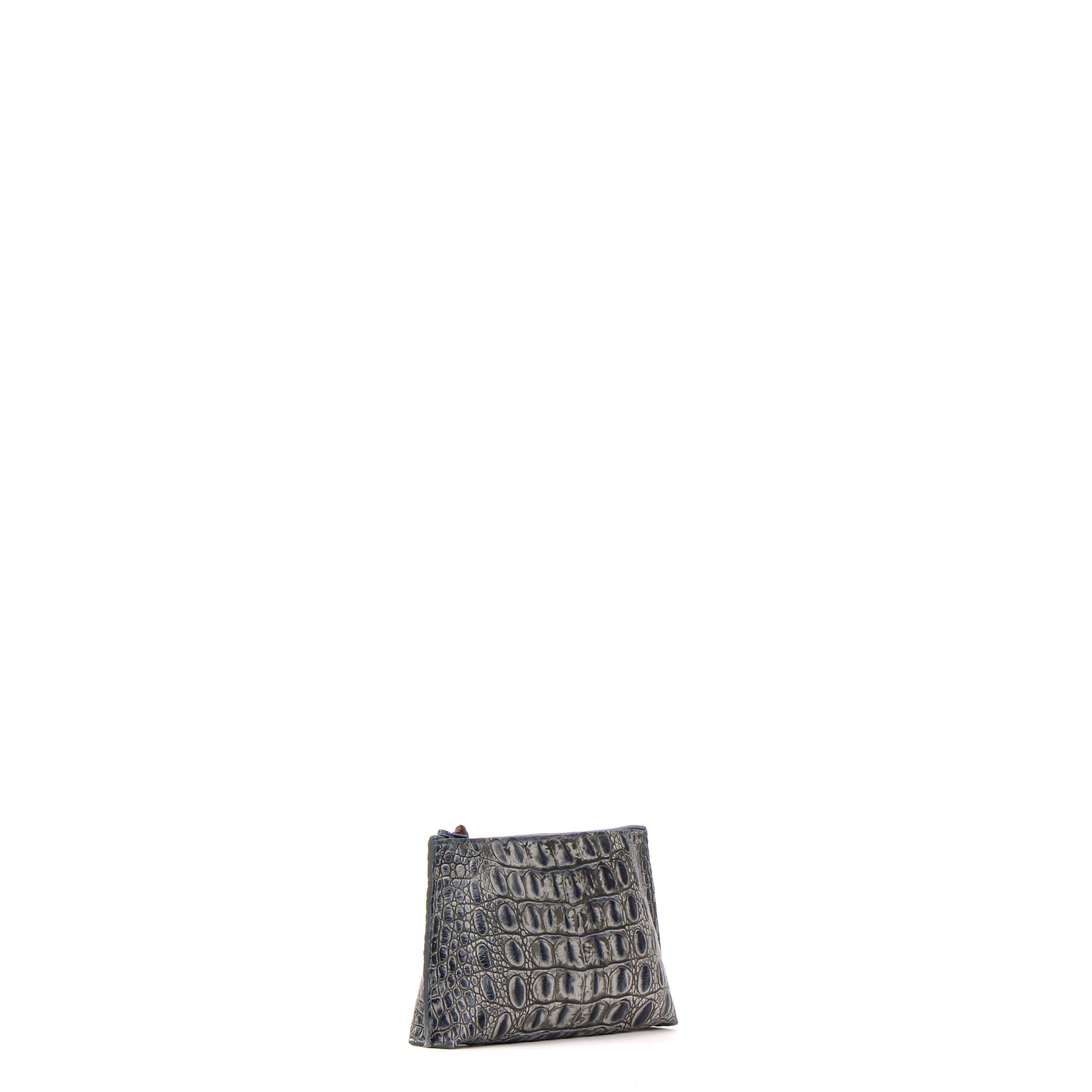 LIPSTICK POUCH DENIM EMBOSSED CROC