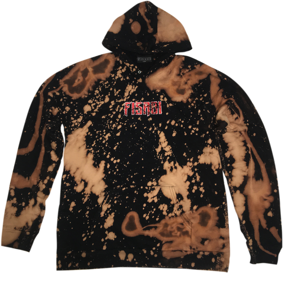 bleach tie dye black hoodie