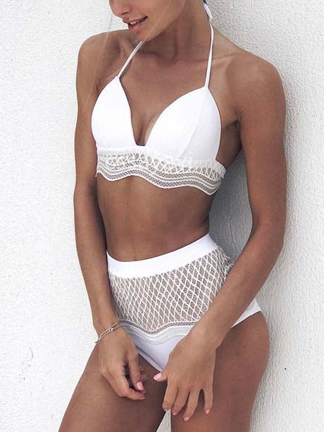 White halter bikini top and bottom