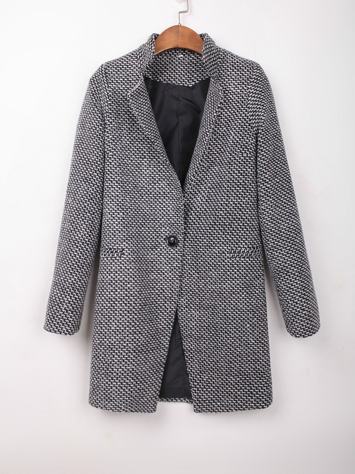 Gray Lapel Single Button Longline Wool Coat – MYNYstyle