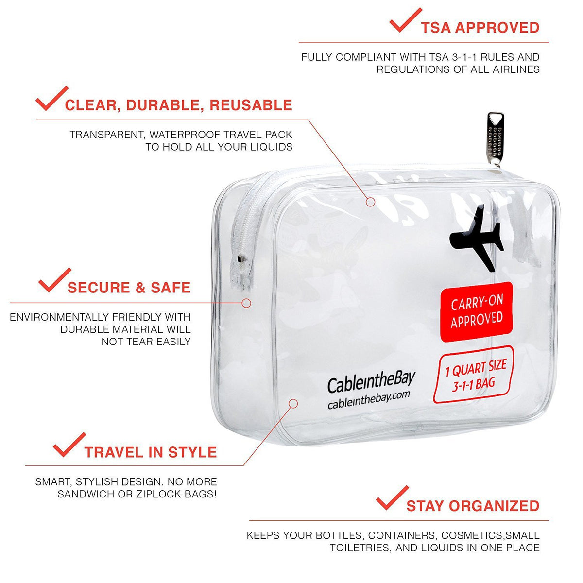 TSA Approved Clear Travel Toiletry Bag – Cableinthebay