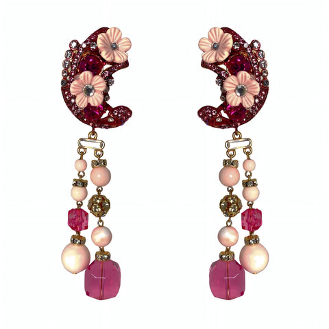 pink flowered maxi earrings