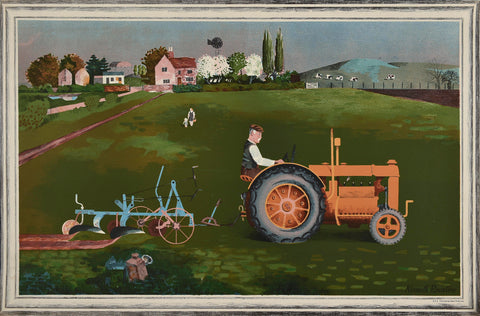 Tractor in Landscape, by Kenneth Rowntree, and published by School Prints Ltd, 1945