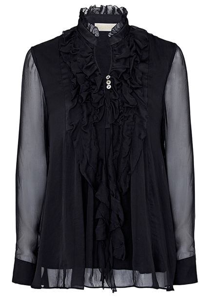 Black Silk Ruffle Top – GUINEA