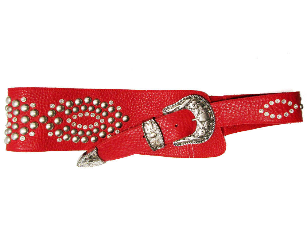 Asymmetrical Red Western Belt