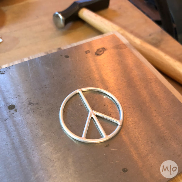 Peace Pendant on Jewelry Bench at Melissa Osgood Studio