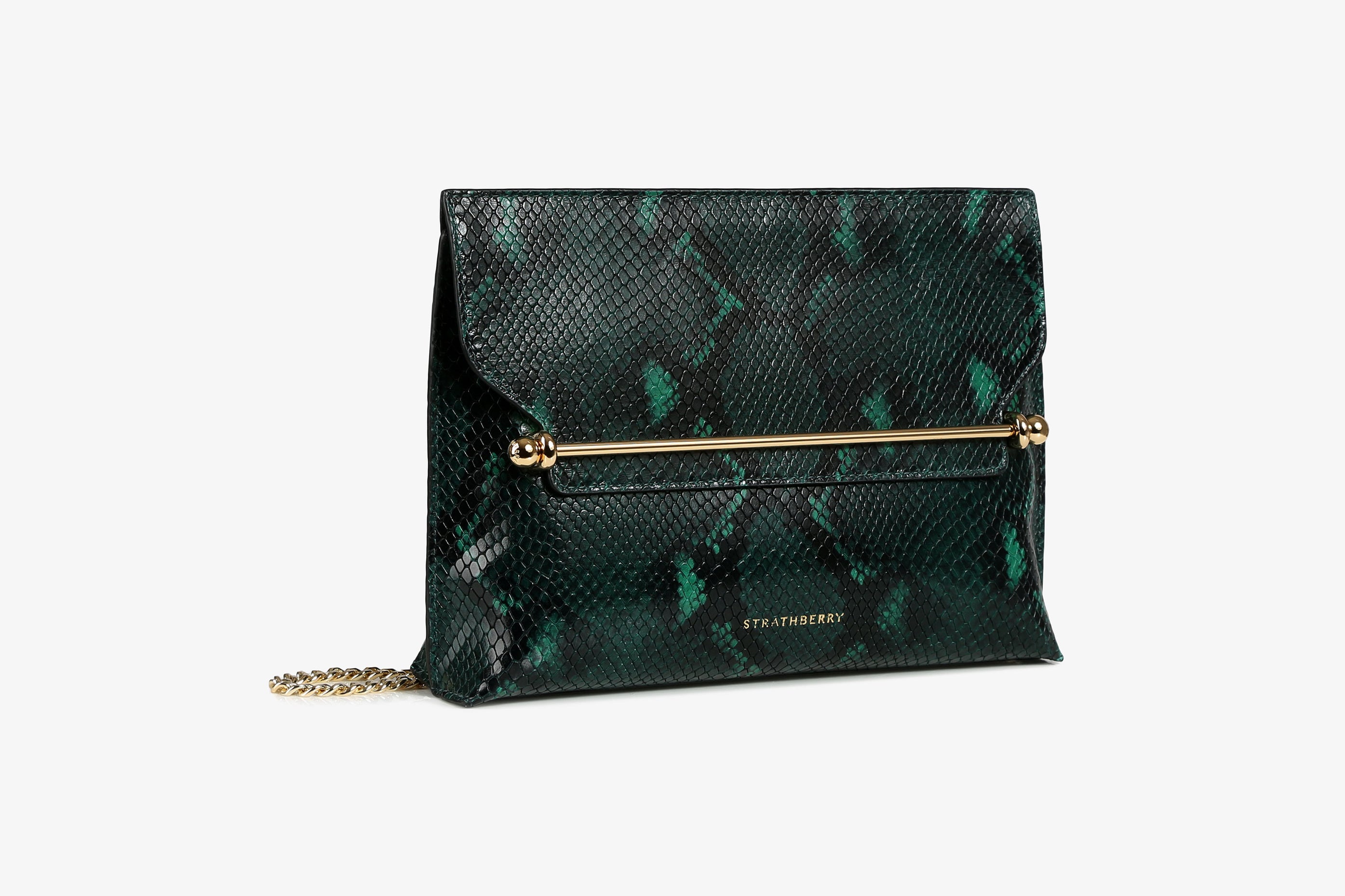 A view showcasing our Stylist - Embossed Snake Bottle Green