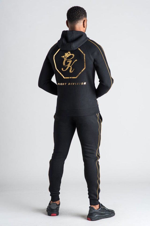 gym king black and gold tracksuit