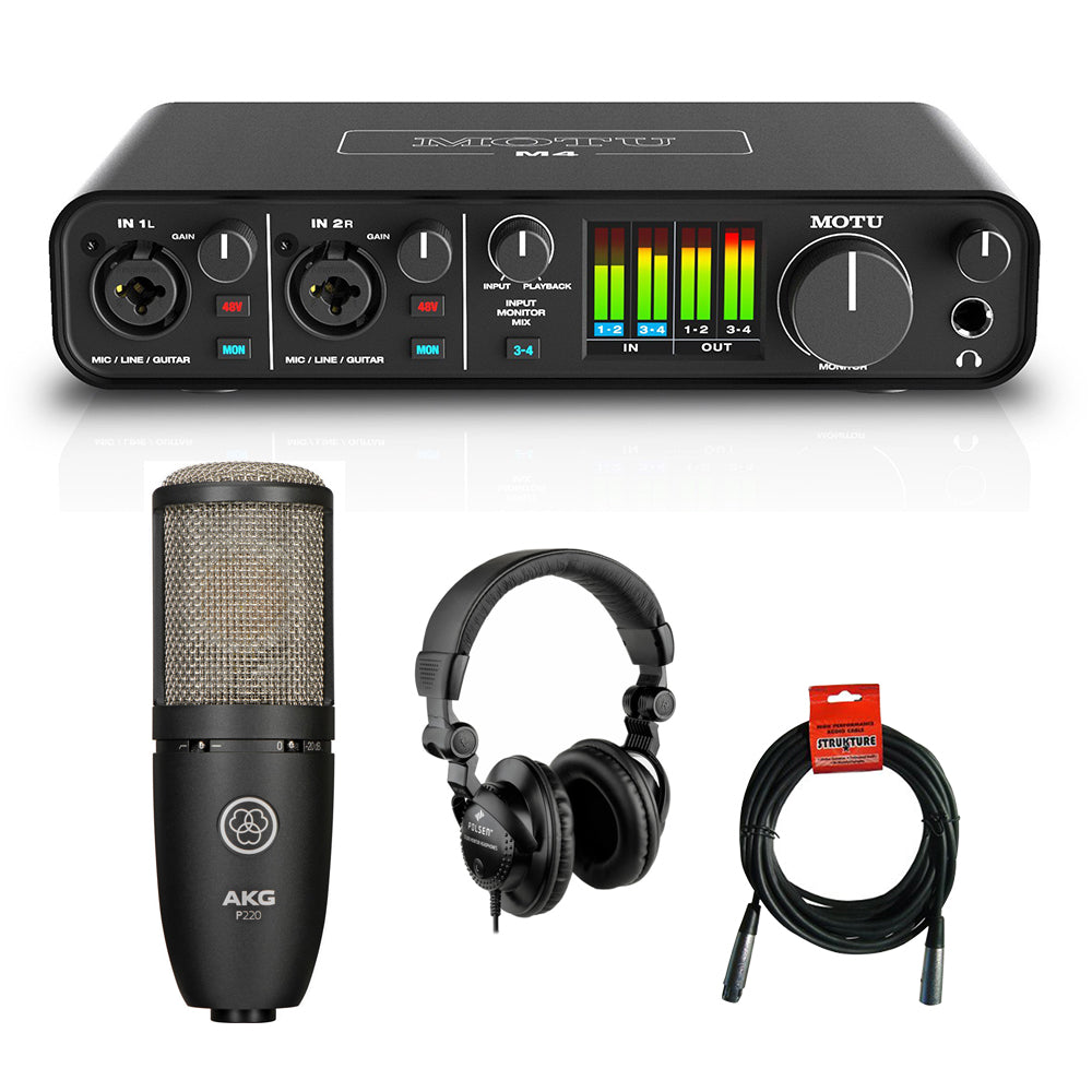 Motu M4 4x4 USB Audio Interface with AKG Project Studio P220 Condenser –  KELLARDS