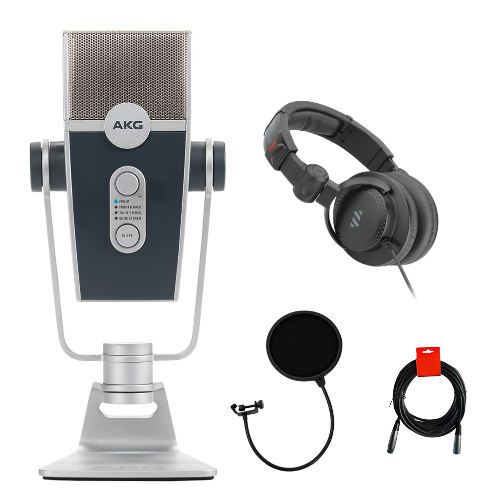 AKG Lyra Multipattern USB Condenser Microphone Bundle with Studio Moni –  KELLARDS
