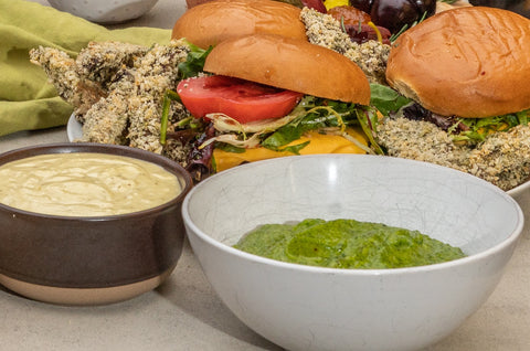 Portobello Mushroom Fries with Burgers and Dips | Texas Hill Country Olive Co.