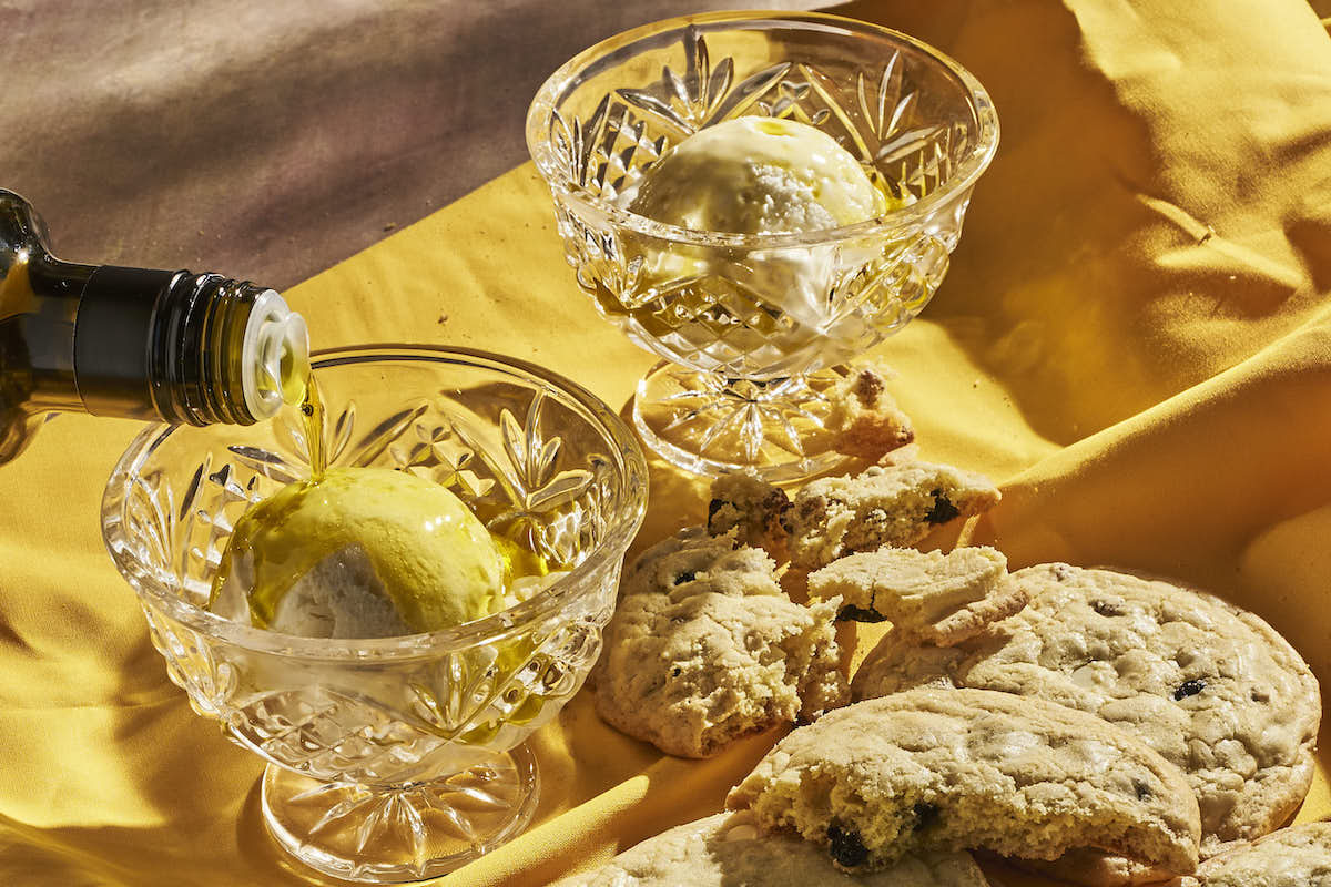 Texas Olive Oil on Ice Cream with Olive Oil Cookies