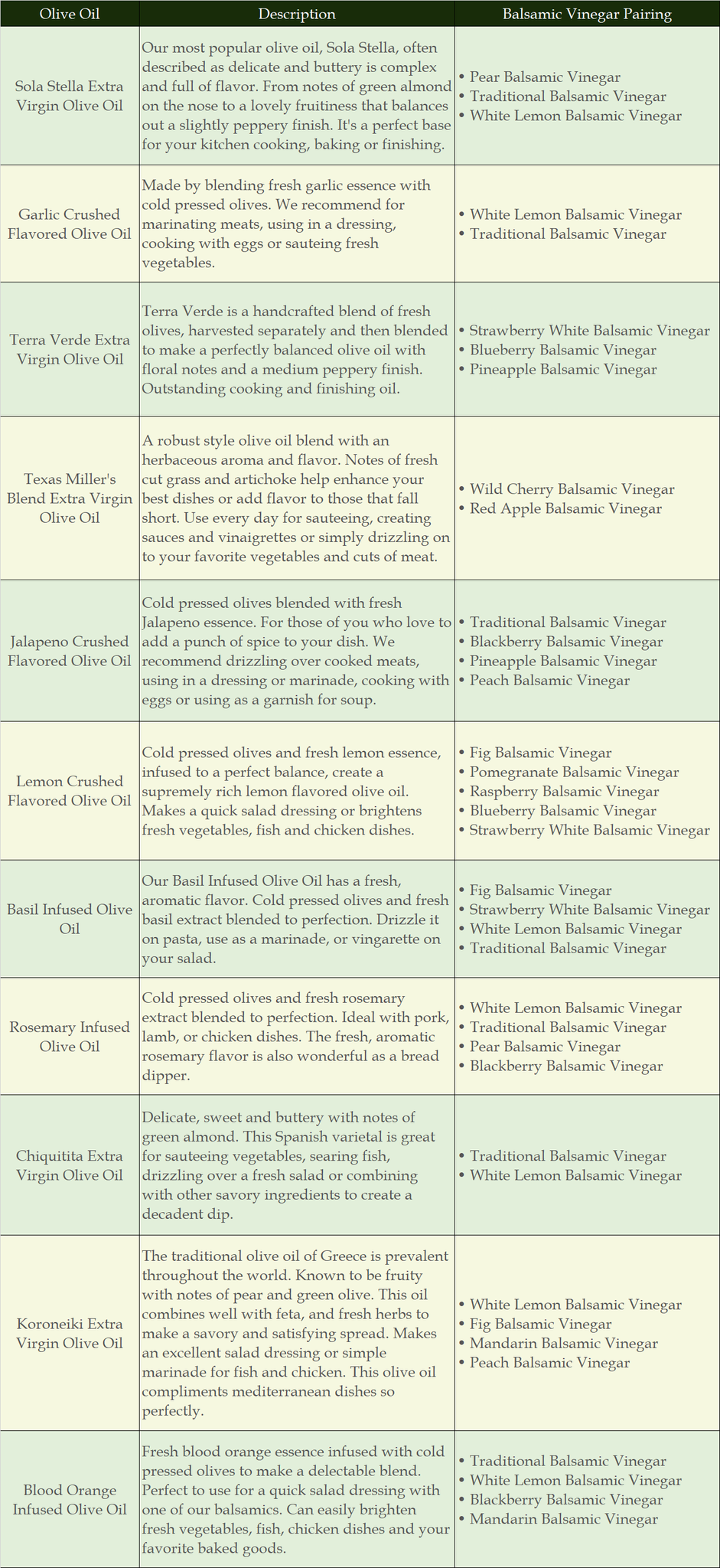 pairing guide for olive oil and balsamic vinegar