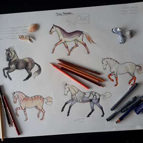 Horse sketch by equine sculptor Susie Benes