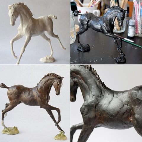 Wire and clay foal sculpture by Susie Benes (@postmodernequestrian)