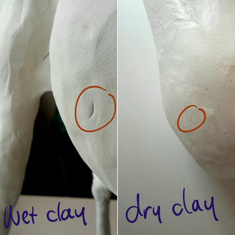 air dry clay testing to see if dry with nail