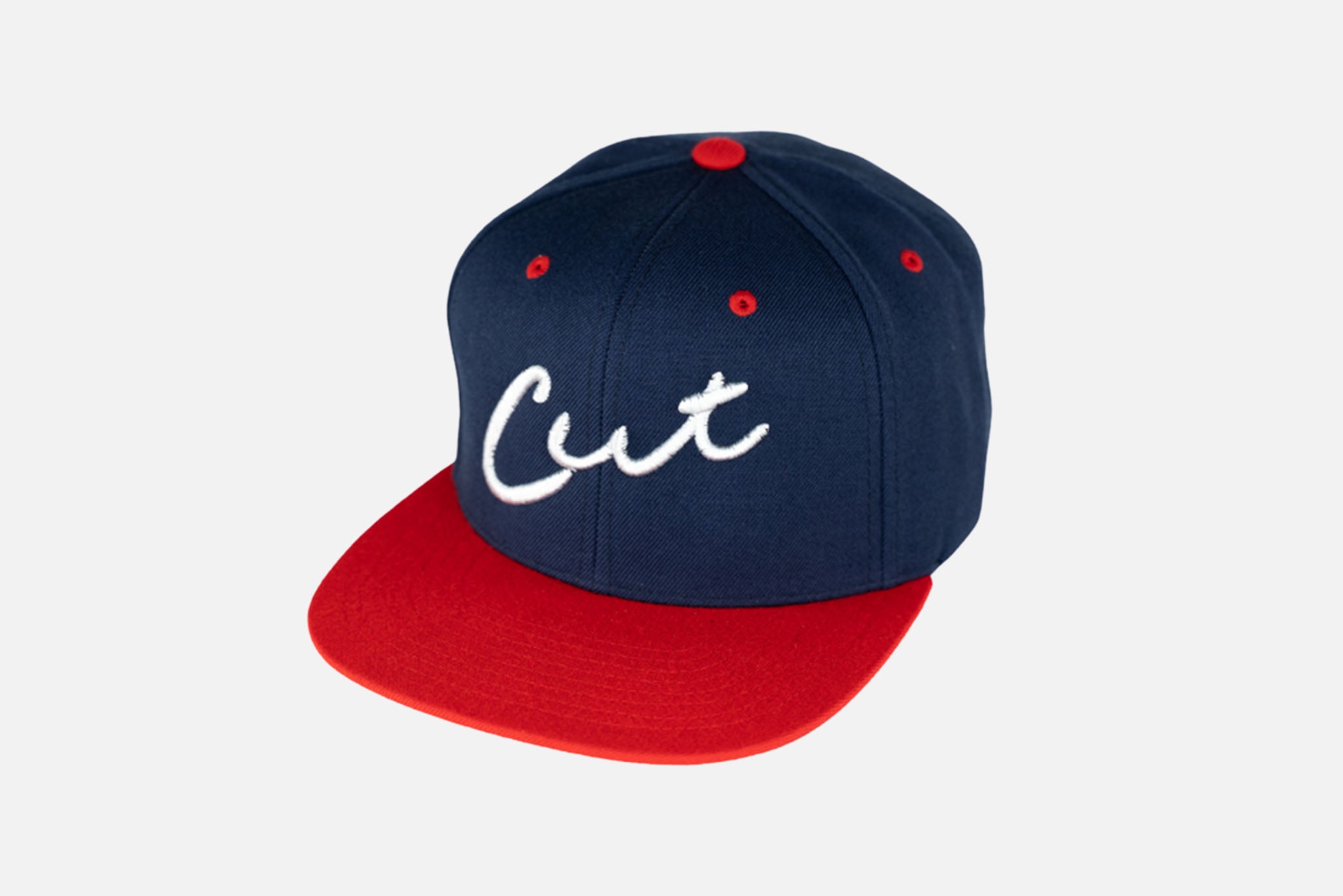 Cut "Founder Snapback" Hat - Navy / Grey / Red Brim