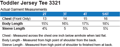 Rabbit Skins 3321 Toddler Size Chart