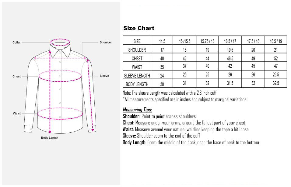 Size Chart – Anthony Men's