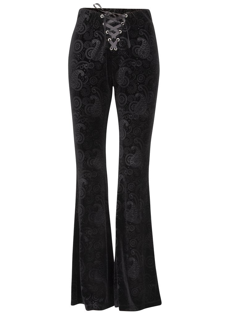 Velvet Flare Lace Up Trousers, Bell Bottoms, Pretty Attitude
