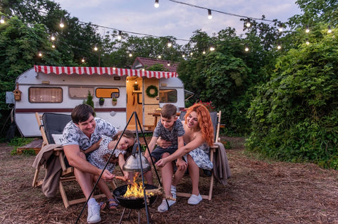 Family enjoying full-time rving