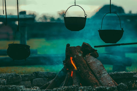 Barbecue by a Campfire