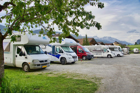 RVs and beautiful surrounding landscape