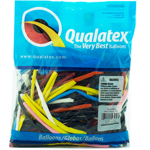 260Q Traditional Assorted Qualatex balloons 100 Twisting