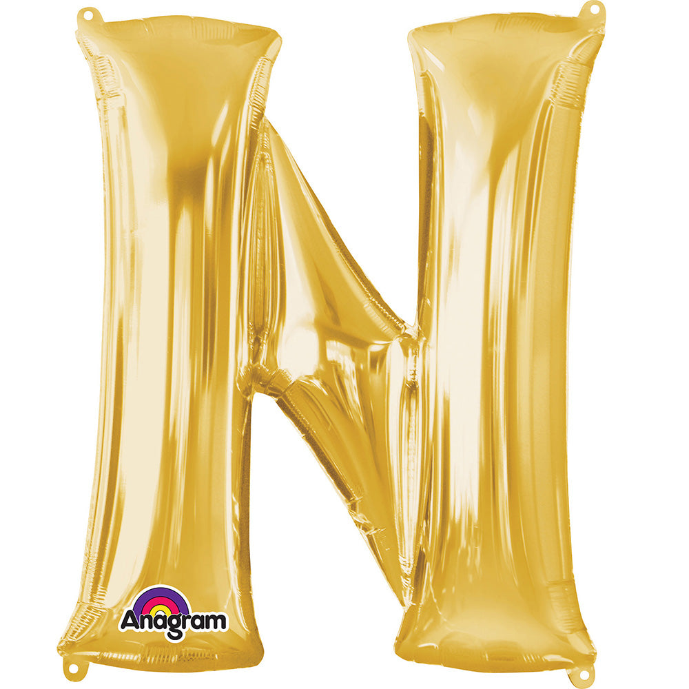 Gooi Dubbelzinnig rol Mini Shape Air - Filled Gold Letter N Foil Balloon 16"