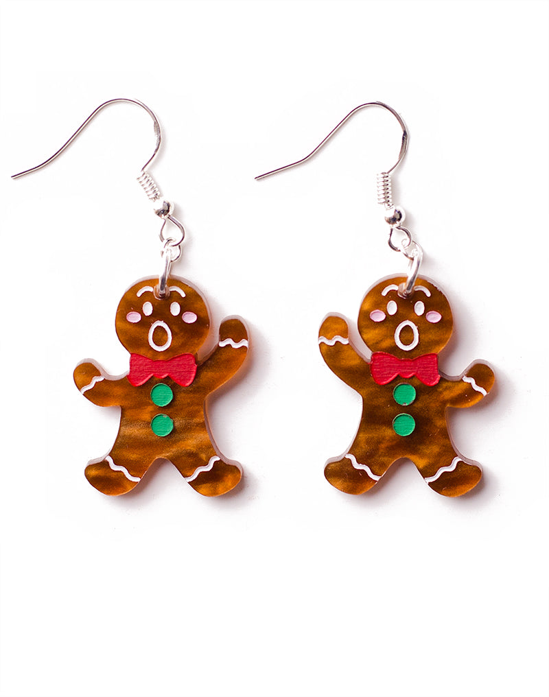 Christmas Earrings Gingerbread Men Hook Martinis And Slippers