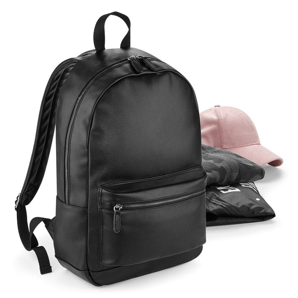 black faux leather rucksack