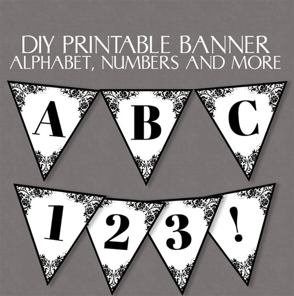  Printable  Lace Bunting  Full Alphabet  and Number Pixels 