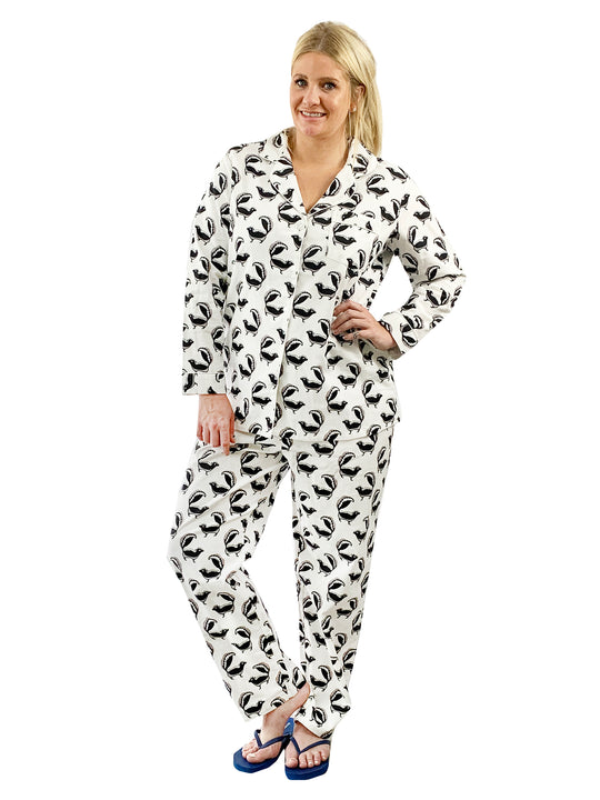 Plus Size Whimsical Skunk Flannel Pajama Set – La Cera™