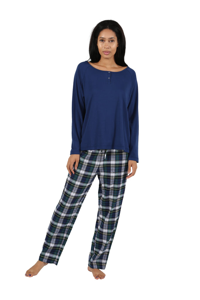 Plus Size 100% Cotton Yarn Dyed Plaid Flannel Pajama Set – La Cera™