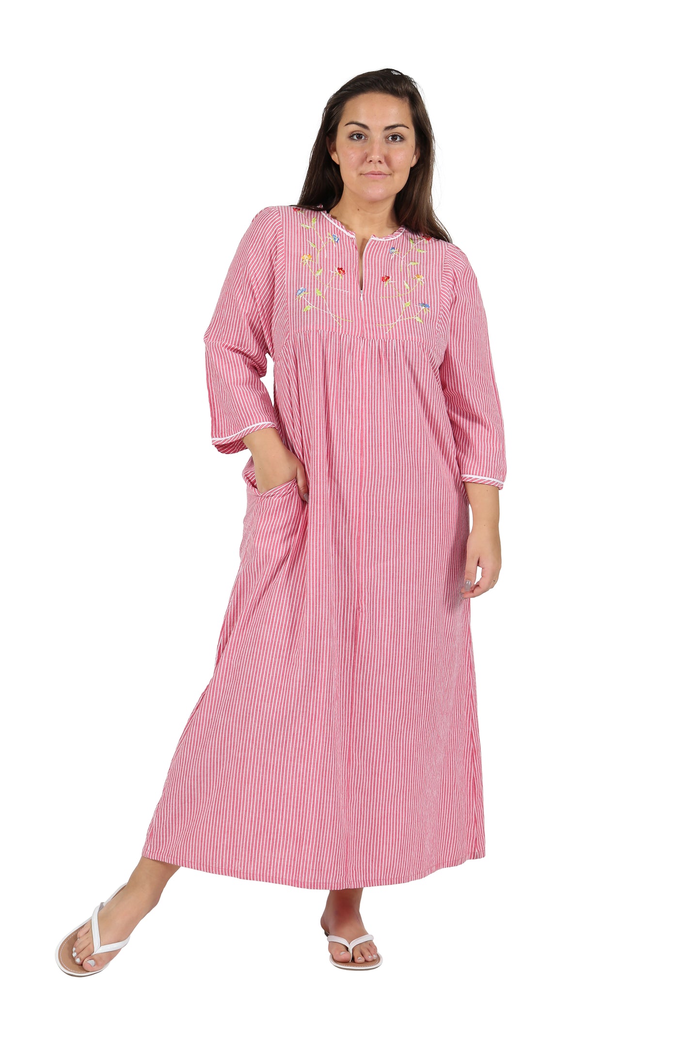 100 Cotton Plus Size Zip Front Robe La Cera™