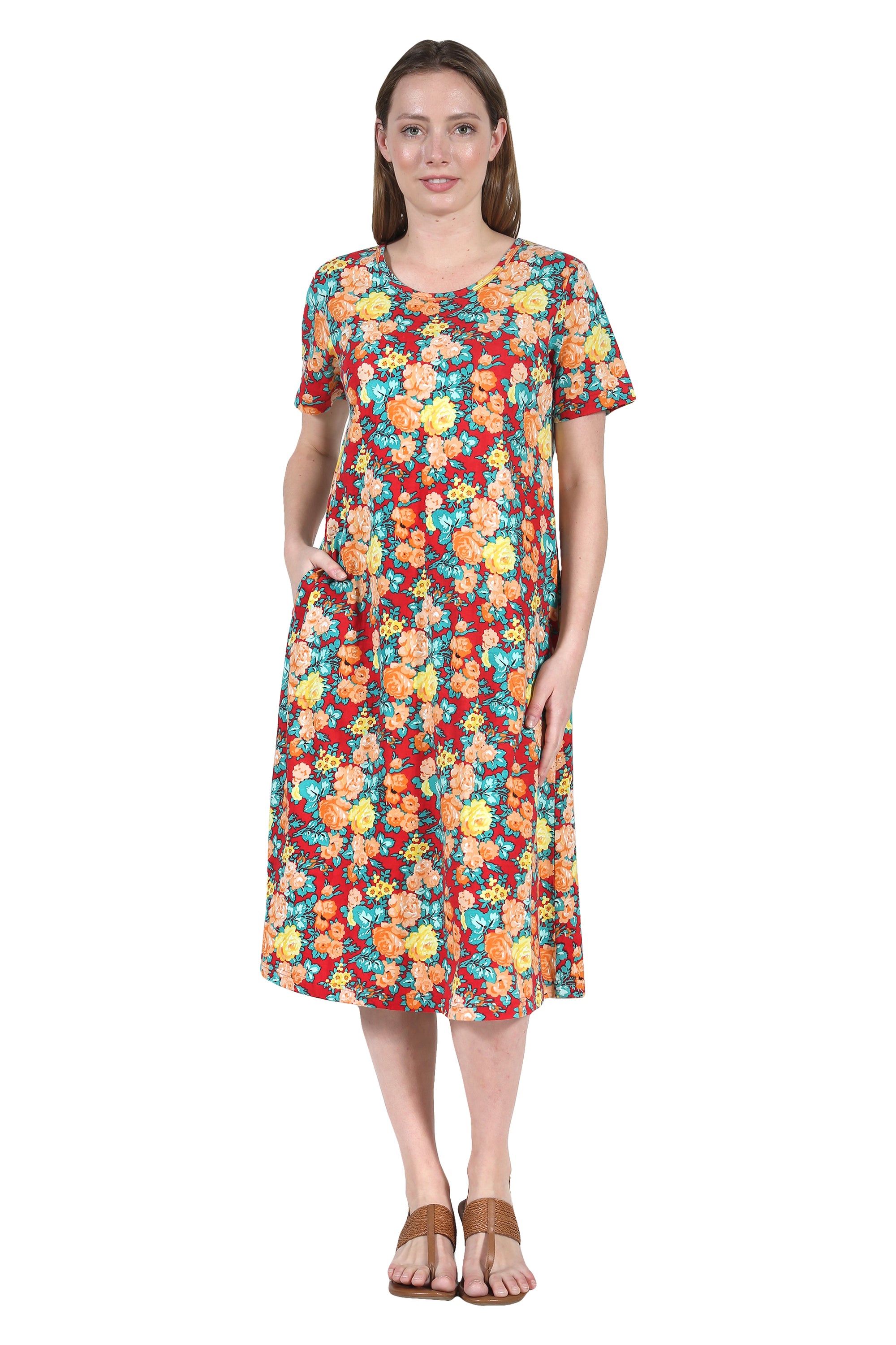 La Cera Floral Printed A-Line Dress – La Cera™