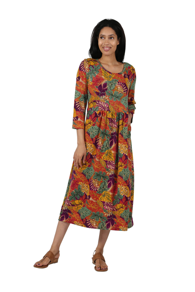 La Cera Knit Foliage Printed Dress – La Cera™