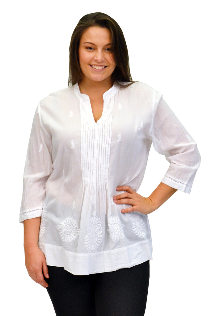 La Cera Plus Size Pleated Blouse - La Cera