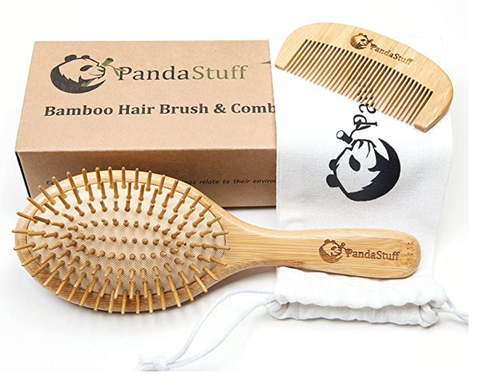 PandaStuff Bamboo hairbrush and comb product image