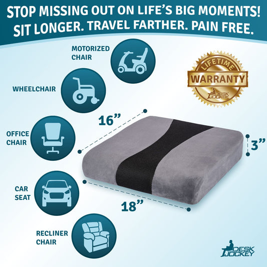 Desk Jockey Car Seat Cushions for Driving with Dual Layer Memory Foam -  Automotive Seat Cushions, Driver Seat Cushion - Car Seat Wedge Cushion -  Truck