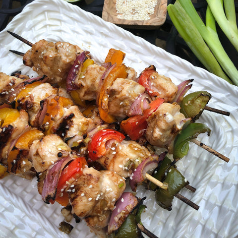 Sesame ginger white balsamic chicken skewers recipe