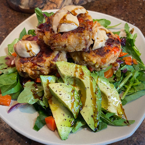 Spicy Salmon Cakes Mango Balsamic