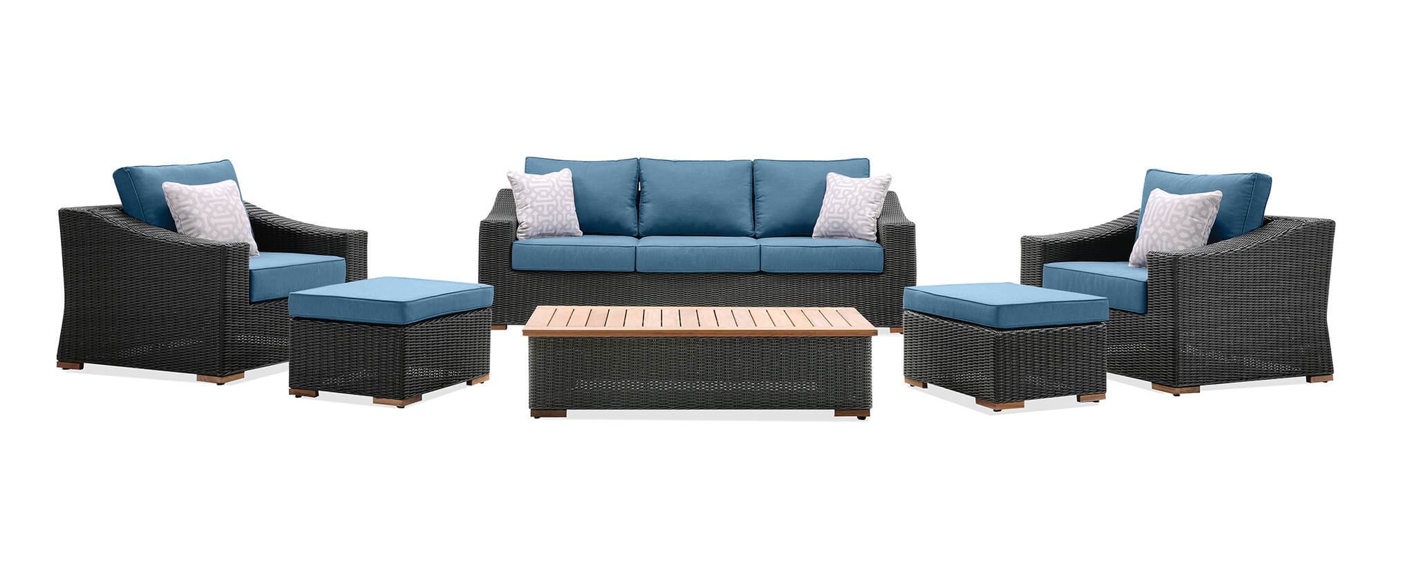 New Boston 6 Piece Patio Set Sofa 2 Lounge Chairs 2