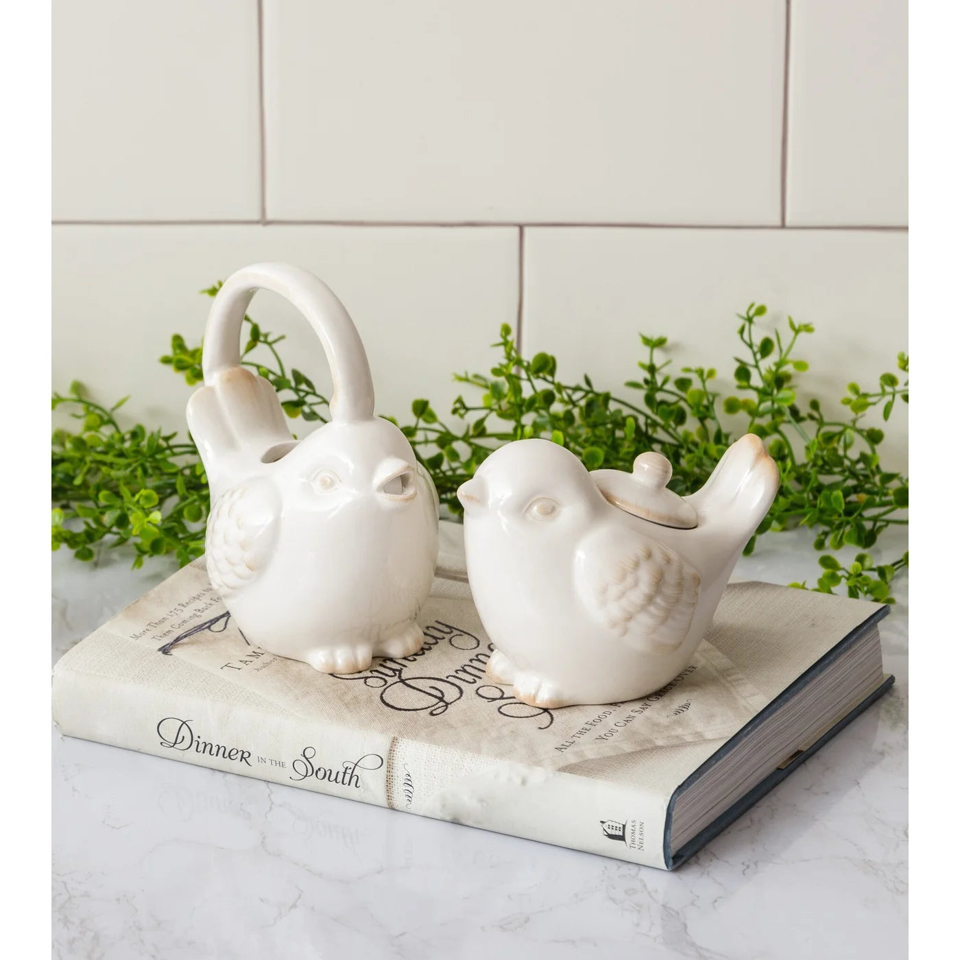 HD Cream And Sugar Ceramic Birds - 8PT1423