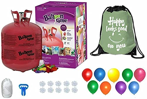 Helium Tank for Balloons At Home, 14.9 Cu Ft Helium Balloon Pump Kit with  50 Assorted Latex Balloons, White Curling Ribbon and Wholesalehome Balloon